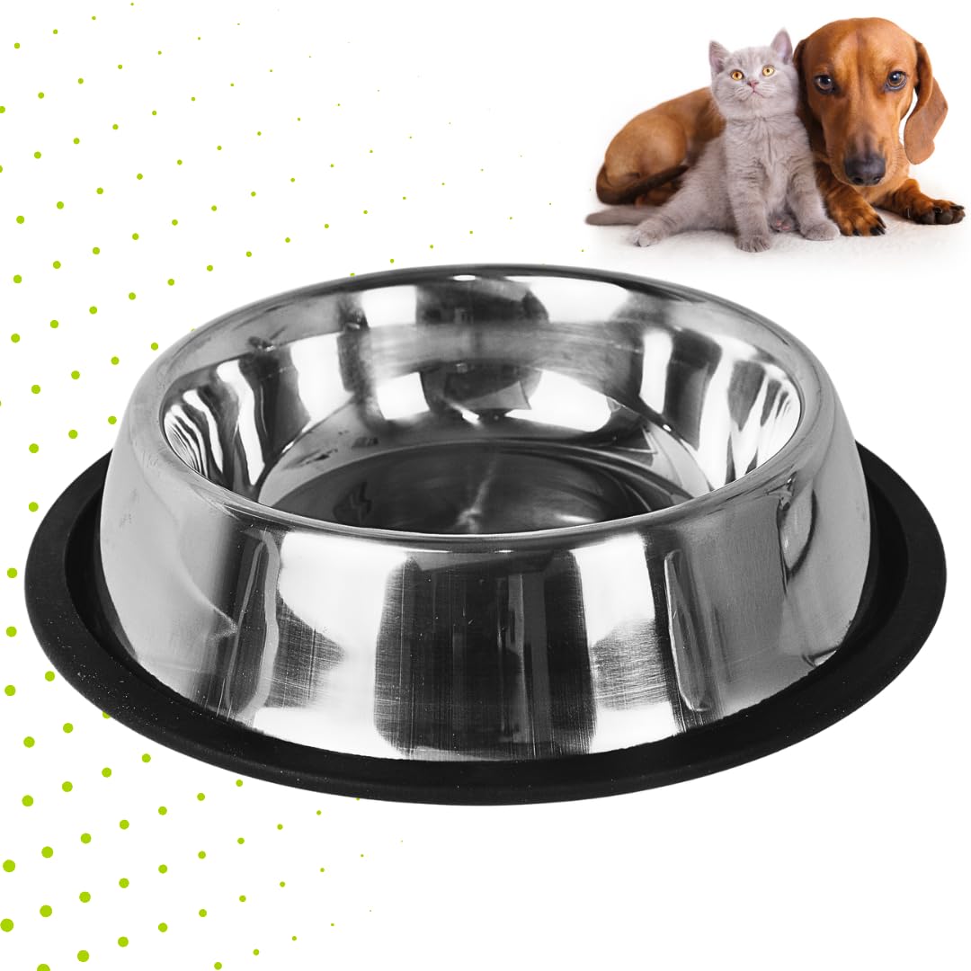 Cuenco para Perros de Acero Inoxidable 21 cm – Tazón Antideslizante con Base de Goma | Comedero y Bebedero para Perros Medianos y Grandes | Resistente, Higiénico y Fácil de Limpiar