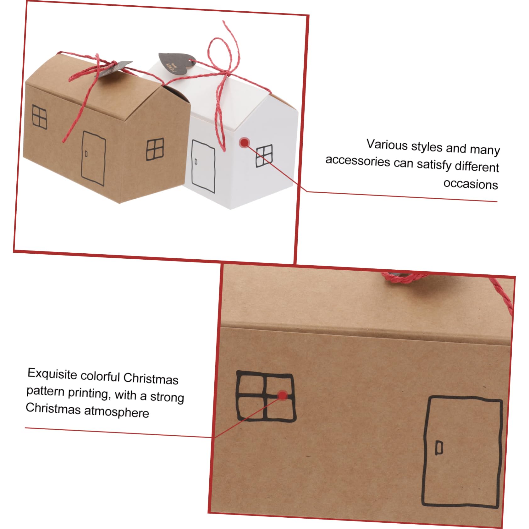Scatole Regalo di Natale Contenitori per Caramelle Motivi Natalizi Facili da Trasportare Maniglia per Piccoli Regalini e Organizzazione