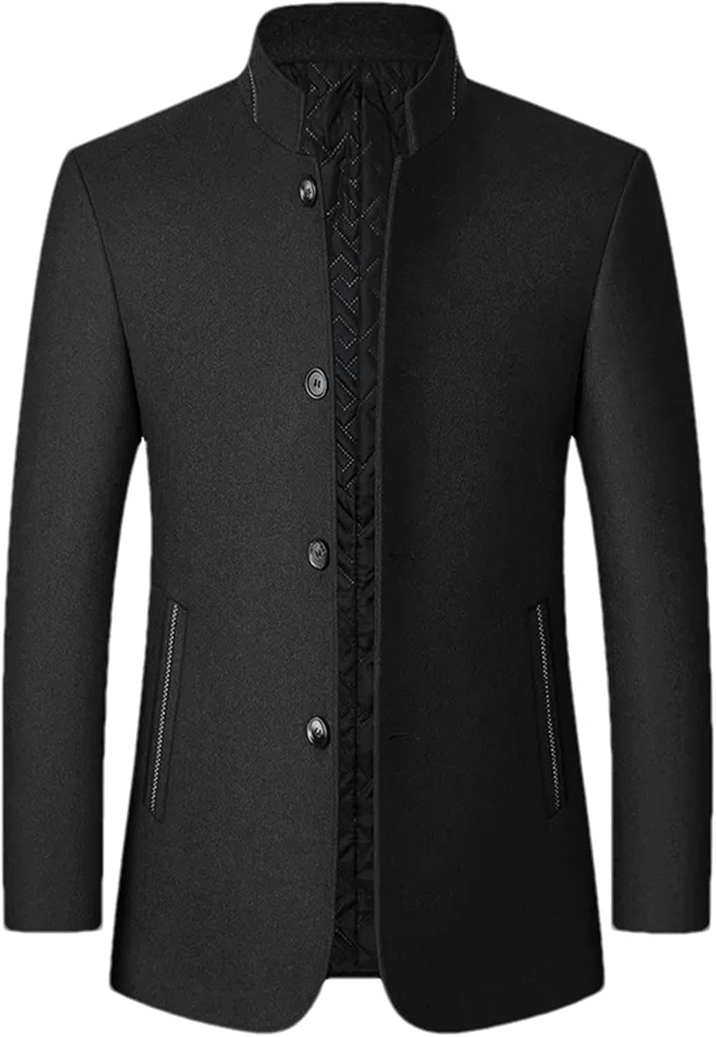 Men's Woolen Stand Collar Men's Jacket Suit Autumn Winter Wool Blend Coats Male