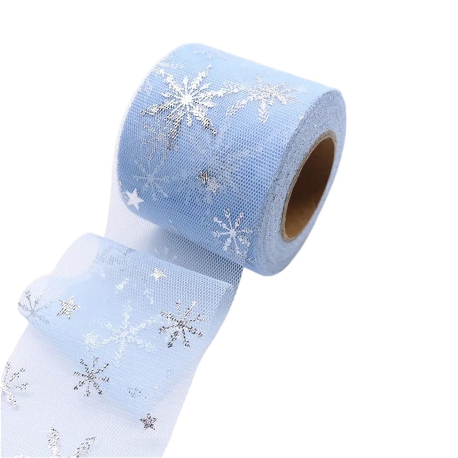 Snowflake Glitter Organza Tulle Ribbon Roll for DIY