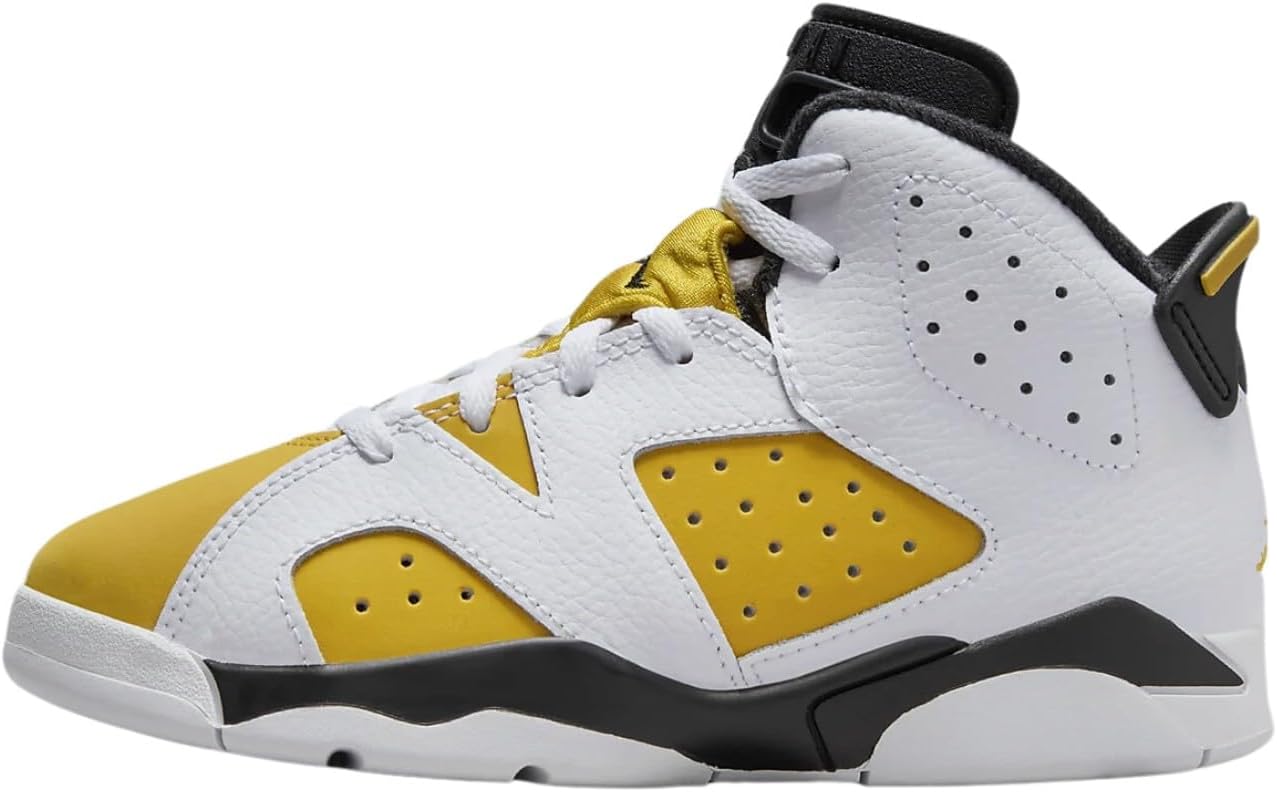 6 Retro Little Kid's Shoes Size- 12.5, White/Yellow Ochre-black