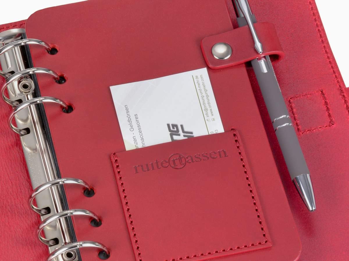 Ruitertassen Terminplaner A6 Leder rot mit Systemeinlage und Kalender 2025