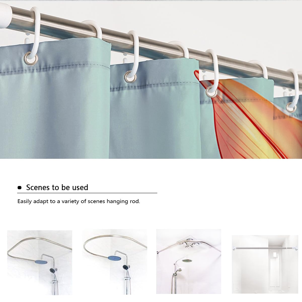 Rideau de Douche Feuilles botaniques Multicolores Modernes 200 x 220 cm