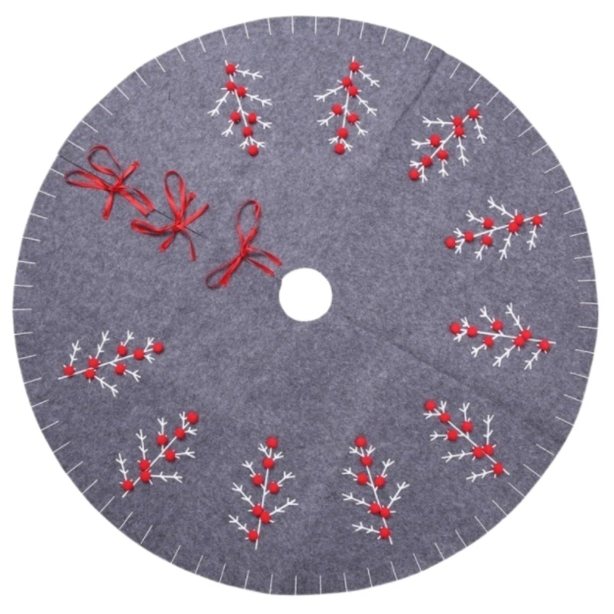 Tappeto Albero di Natale, Gonna per Albero di Natale Modello per da 47 Pollici con Pom per Decorazioni per La Casa Festa Forniture