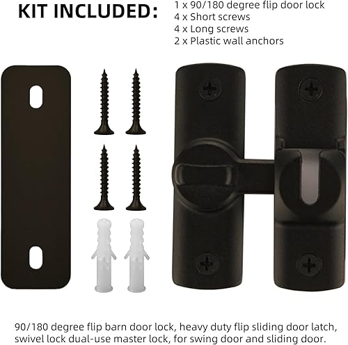 Miniatura 5 de Pestillo de puerta de granero con diseño de actualización de 90/180 grados, pestillo de puerta corredera, cerrojo de seguridad de ángulo