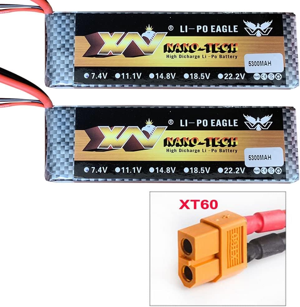 Remote App Controlled Vehicles Watercraft Replacements Battery Propeller Servo Parts for 2.4G Remote Control Car Remote Control Boat Electric RC Vehicle Boat (7.4V 5300mAh batteryx2)