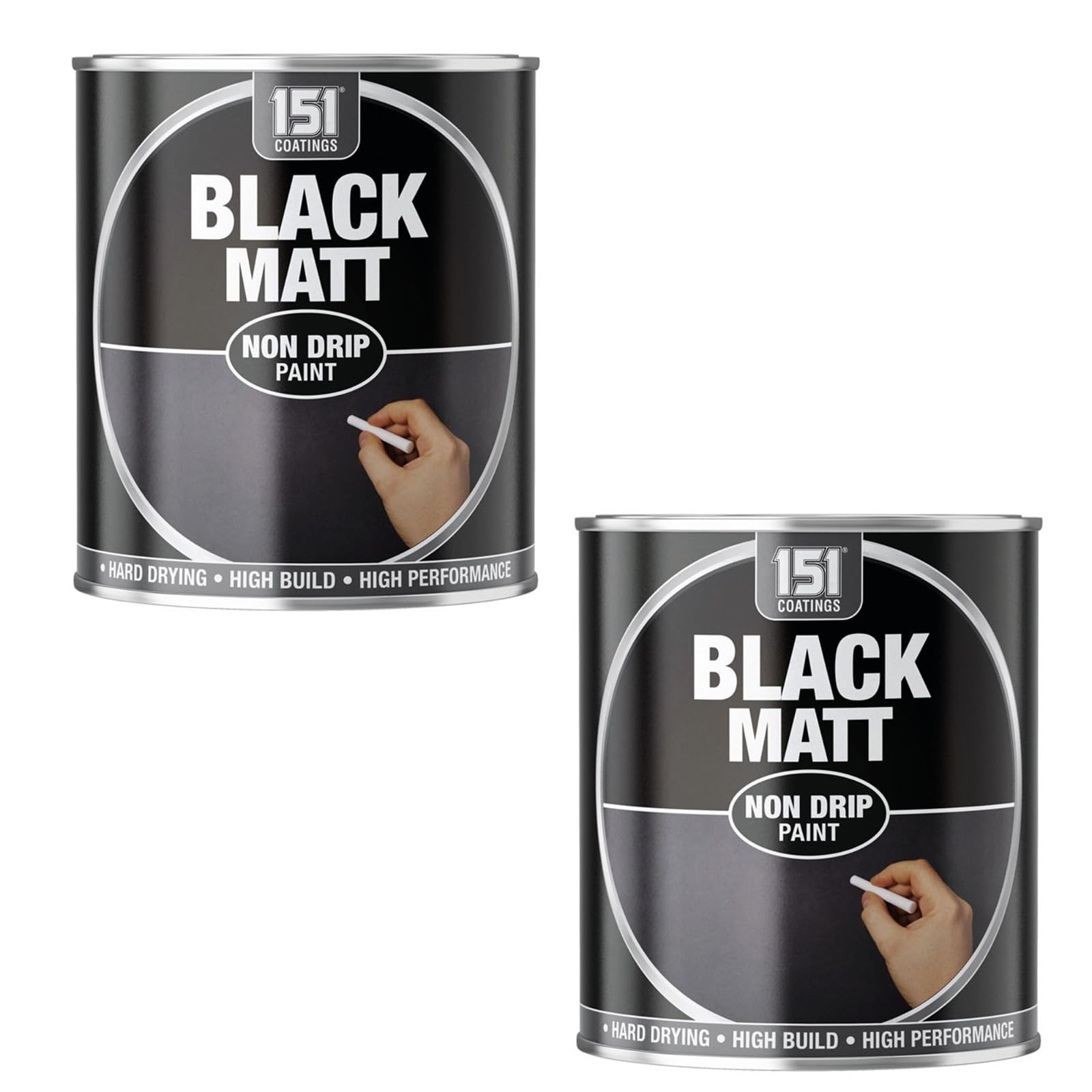 HOCHSTE 151 Coatings Matte Paint, Non Drip Interior & Exterior Paint, High Build Finish, Smooth Application for Wood Metal Doors, Furniture, Durable Matte Coating, 300ml (Black, Matte, Pack of 2)