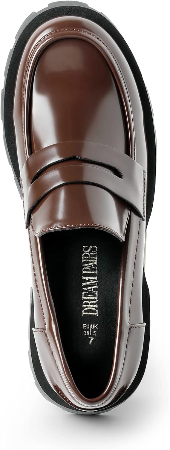 DREAM PAIRS Womens Loafers, Lug Sole Slip On Platform Chunky Penny Loafers for Women Dressy and Work, Business Casual Shoes for Women - Image 4