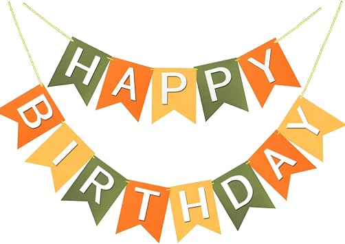 Letjolt Orange Happy Birthday Banner Handmade Boho Theme 13pcs | Birthday Party Decorations Supplies Pre-Strung Garland Boho Theme Exquisite Signs Nursery Hanging Decor