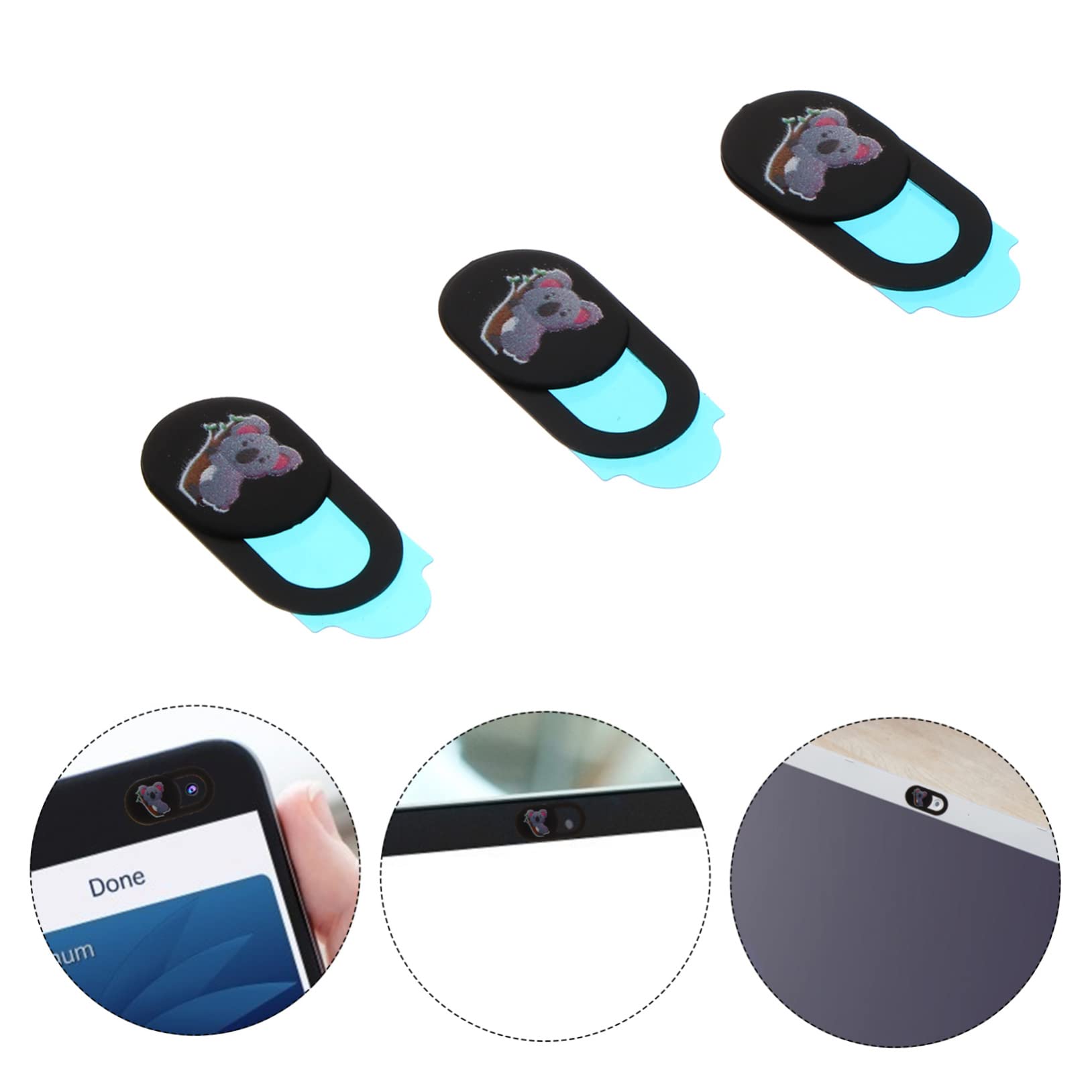 3piezas Cubierta De Cámara Webcam Diseño De Koala Protección De Privacidad para Laptop y Tablet Fácil De Instalar Anti-Hacker y Deslizante para Ordenadores y Dispositivos