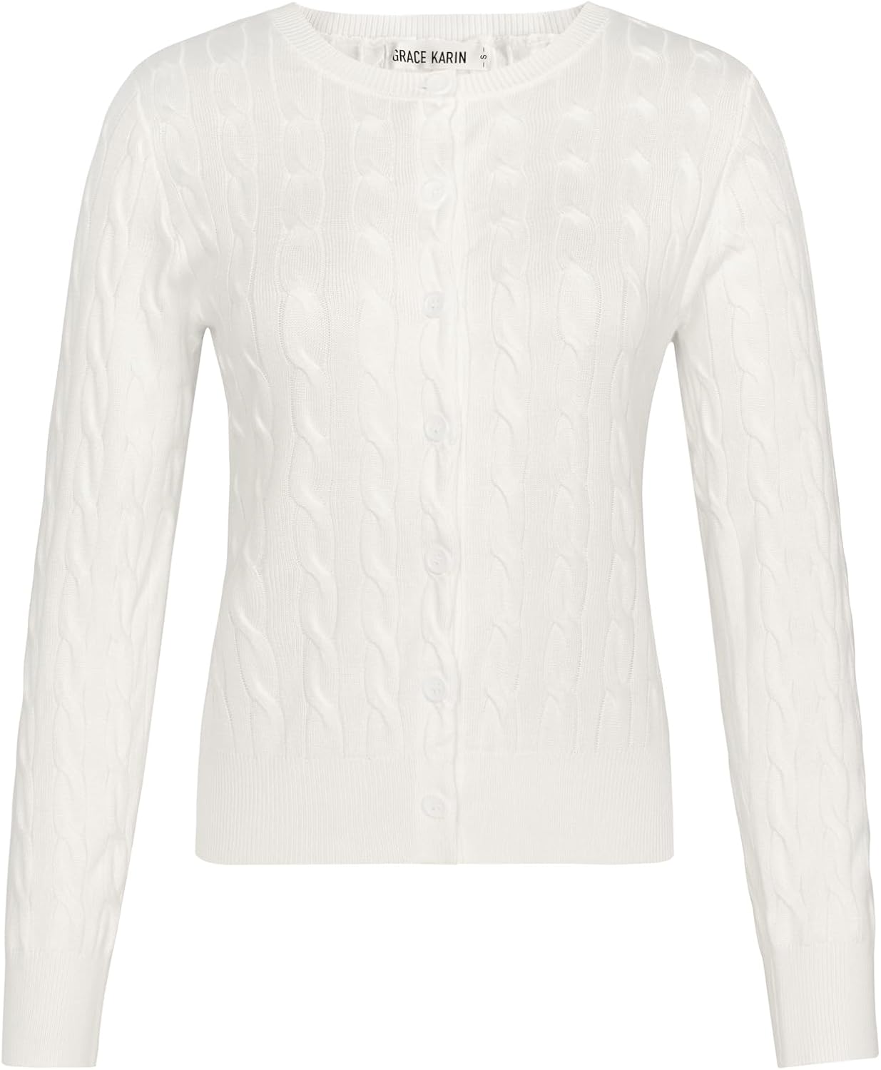 GRACE KARIN Womens Long Sleeve Button Up Cable Knit Cardigan Lightweight 2026 Crewneck Button Down Sweaters for Women - Image 5