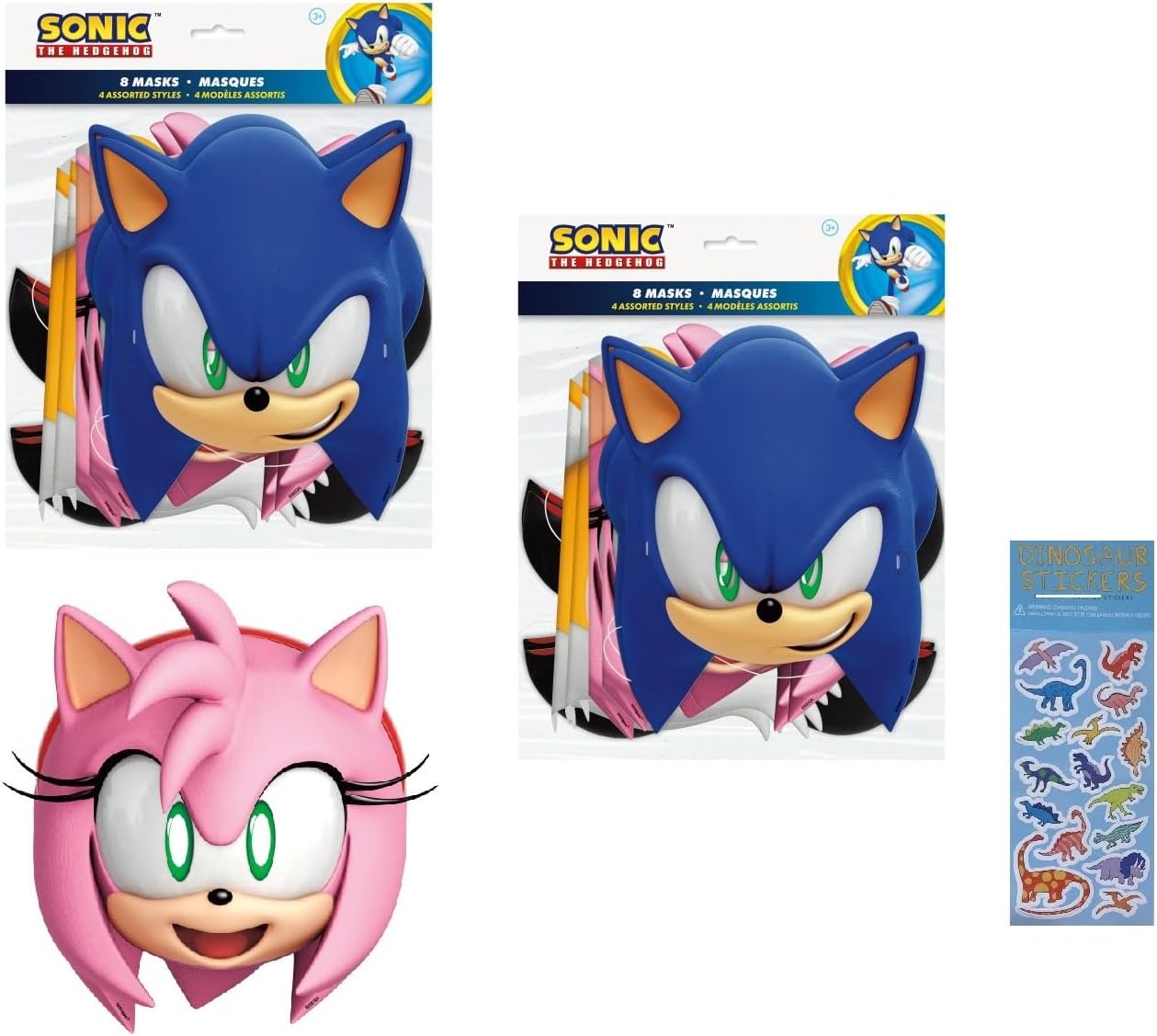 Unique Sonic Birthday Party Supplies Bundle includes 16 Party Paper Masks