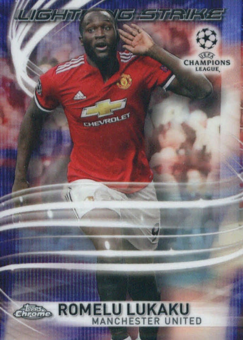 2017-18 Topps Chrome UEFA Champions League Lightning Strikes #LS-RL Romelu Lukaku Manchester United Soccer Card
