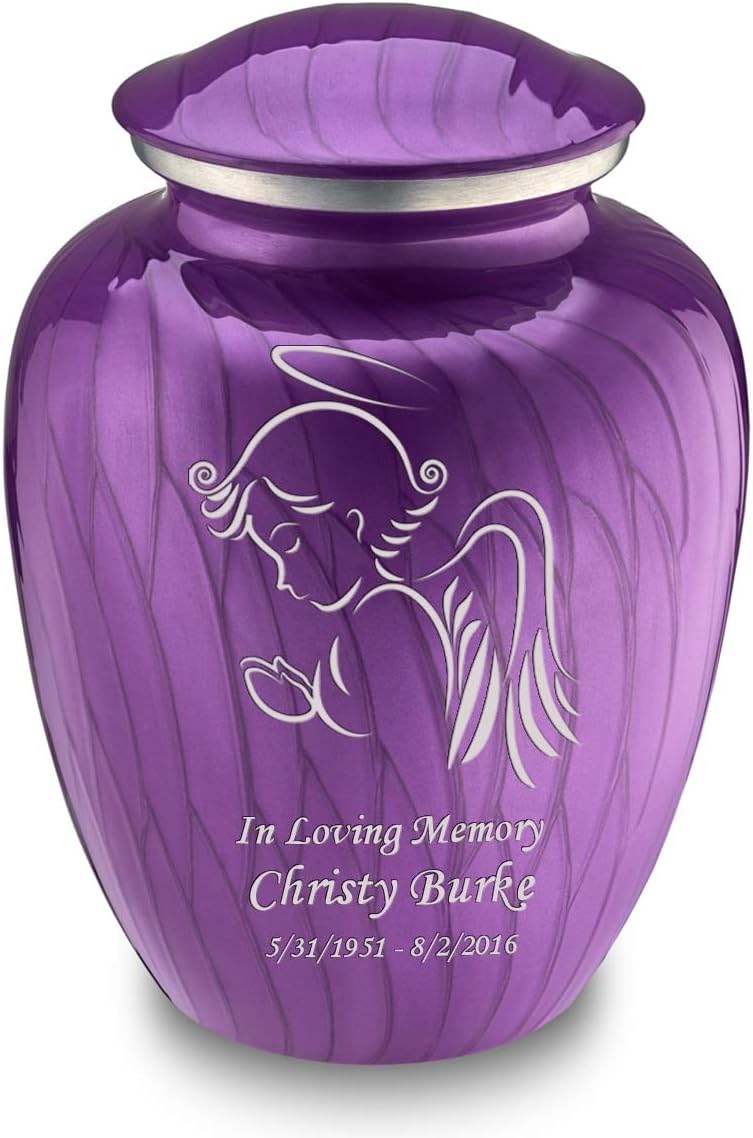 Geturns - Adult Personalized Angel Cremation Urns for Human Ashes I Large Pearl Purple Funeral Urn for Men and Women I 200 lbs