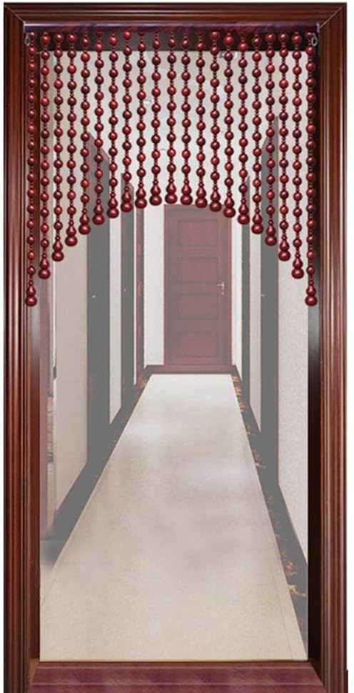 OKUOKA Beaded Door Curtains for Doorways Wood Bead String Curtain for Room Dividers - 45 Strands Entrance Bathroom Retro Décor -3 Colors (Color : C, Size : Width 160cm)