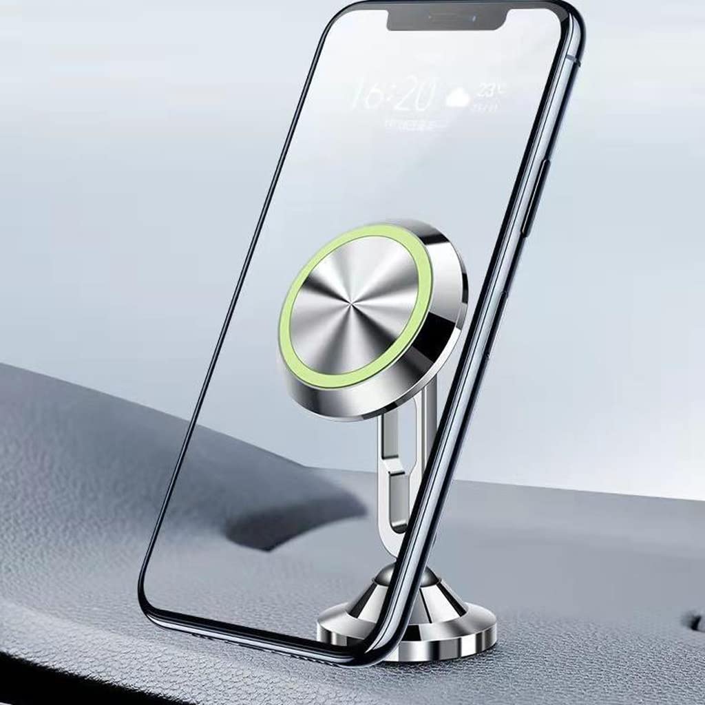 Samochodowy uchwyt na telefon komórkowy magnes metalowy magnetyczna nawigacja ssąca silny magnetyczny uchwyt na telefon komórkowy wklej obrót o 360 stopni (Color : Silver)
