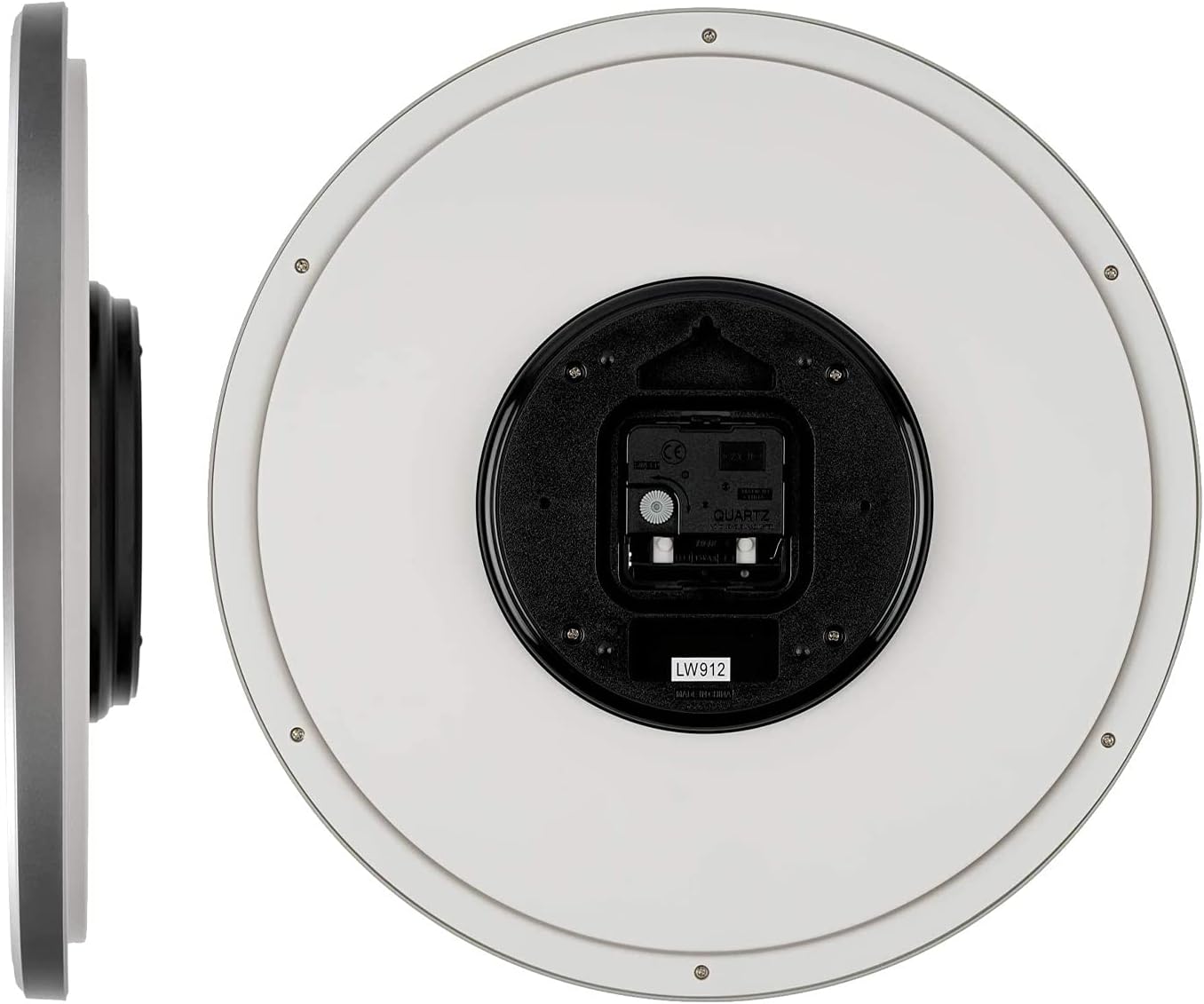 Casio IQ-77-8JF Wall Clock, Silver, Diameter 13.8 inches (35 cm), Analog, Continuous Second Hand, White