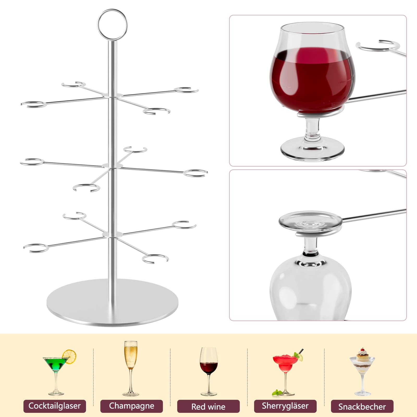 ytrogr Getränke Tower für 12Gläser Aperol Tower Abnehmbar Champagner Turm Weinglas Abnehmbar Champagner Turm Cocktailbaumständer