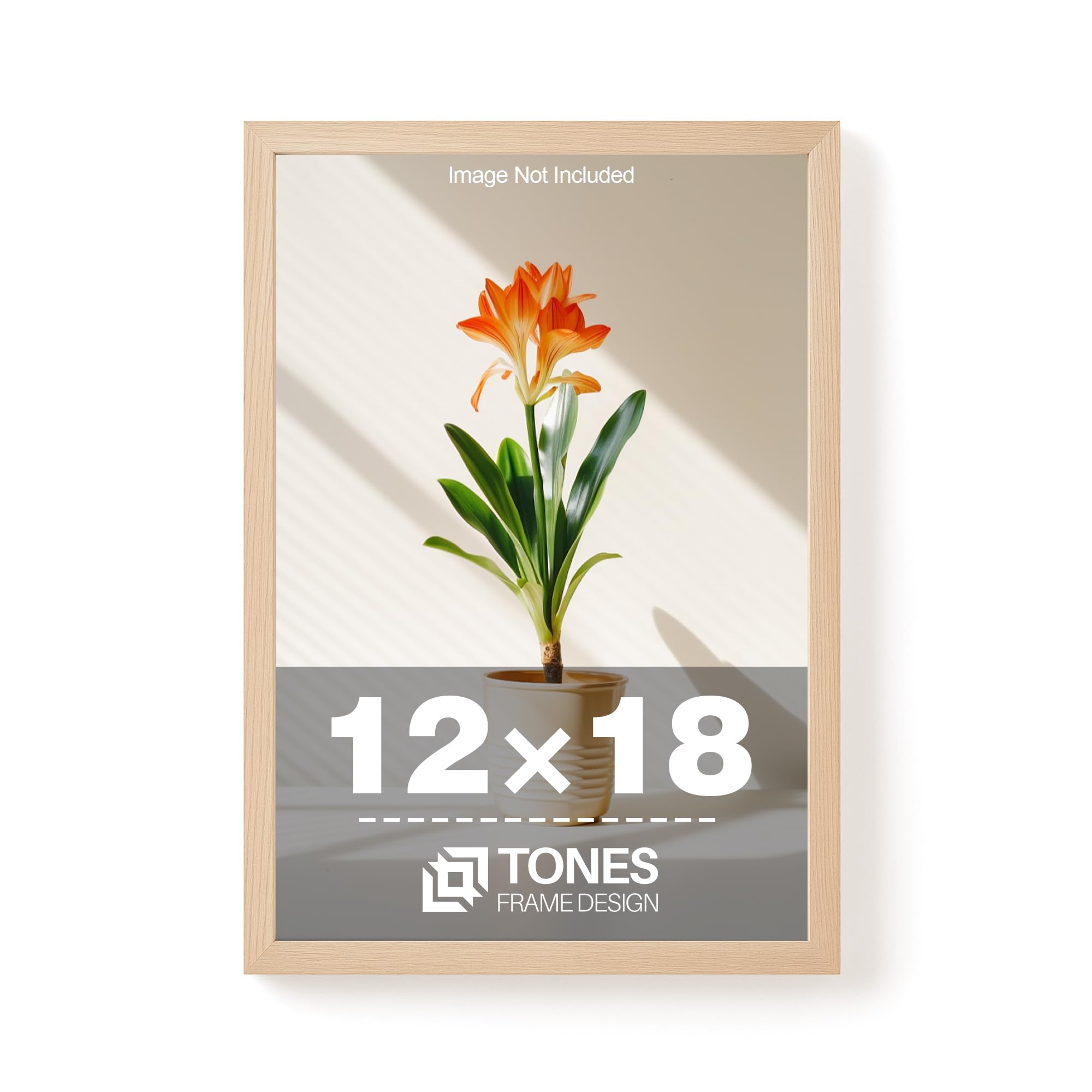 TONES FRAME DESIGN 12x18 Frame Natural Solid Wood Veneer, with Shatterproof Plexiglass