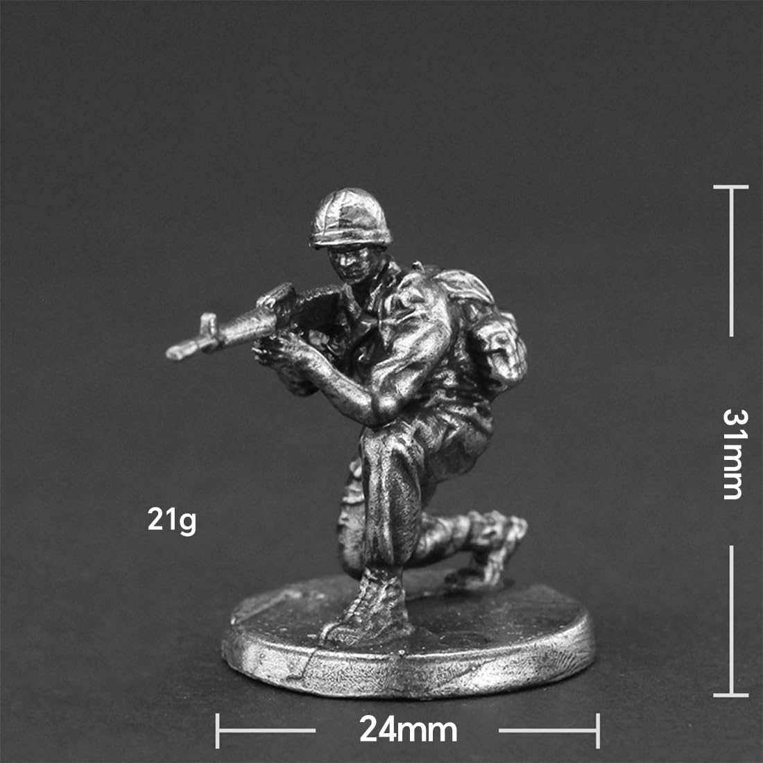 Figuras de soldados en miniatura del ejército estadounidense de latón blanco macizo – Juego de coleccionistas militares (8 piezas)