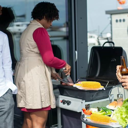 Miniatura 3 de Juego de 16 soportes para mazorcas de maíz y 5 platos de maíz, bandejas de plástico transparente para mazorca, soportes para maíz de acero