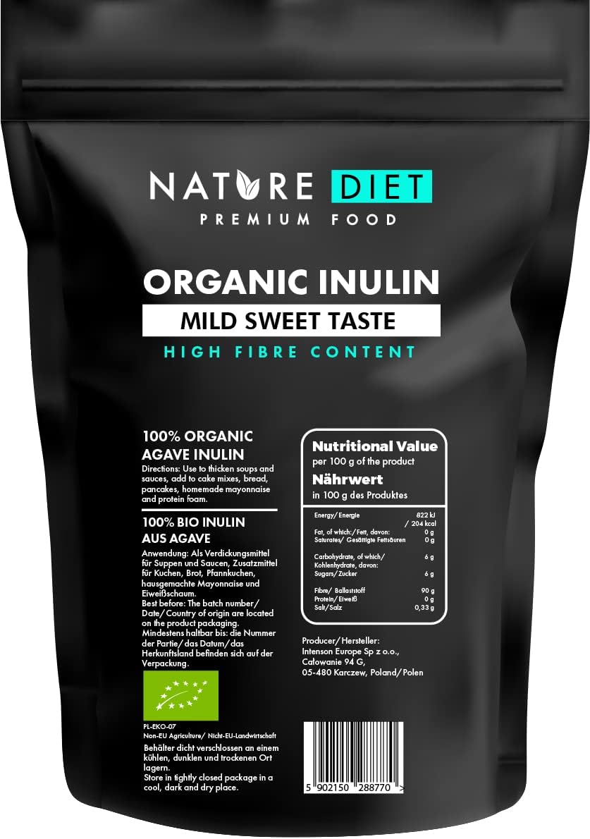 Nature Diet - Inulina ecológica de agave 1000g | Prebiótico natural,