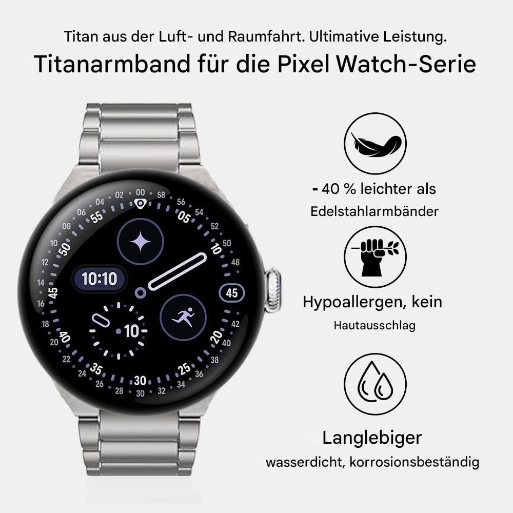 Bracelet en métal titane pour Google Pixel Watch 5/4/3 45 mm, 4/3/2