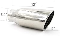 Vista 2 de RP Remarkable Power, punta de escape de 3.5" de entrada - 5" de salida, 12" de largo, de acero inoxidable con borde laminado EXT21