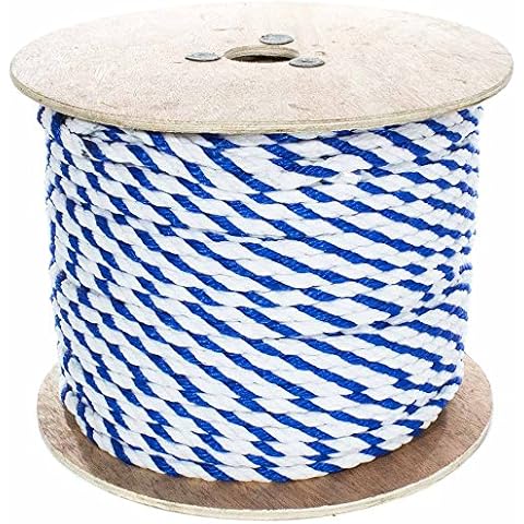 West Coast Paracord Twisted Polypropylene Pool Rope - 3 Strand Polypro Cord - Lightweight Utility Rope for Safety Lines, Pool Lanes - Blue and White (3/4 Inch x 100 Feet) Cover