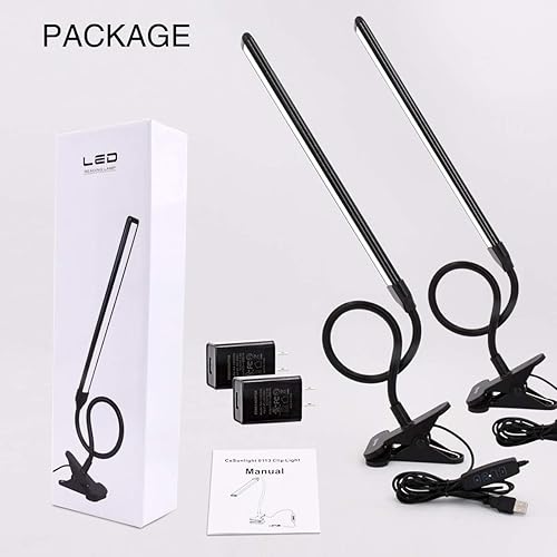 Miniatura 9 de Lámpara con abrazadera, luz de clip, lámparas de escritorio, 3 ajustes de temperatura de color, 10 niveles de brillo, cable USB de 6.6 ft