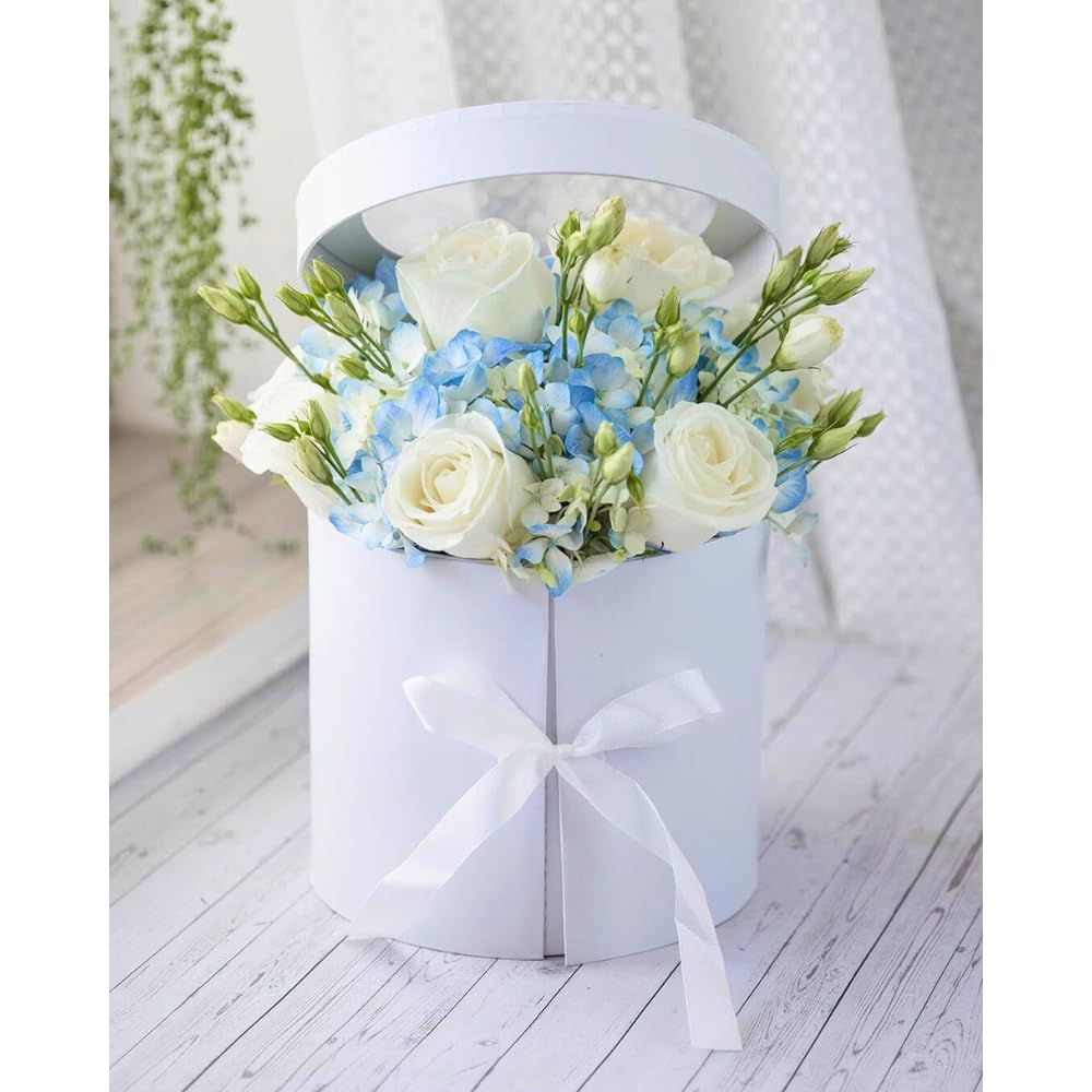 UNIKPACKAGING 2-stöckige Blumenbox Rund – 19.8 X 17 Cm, Mit Deckel, Wählbare Farben Für Geschenk & Deko