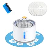 Wonder Creature Cat Water Fountain Stainless Steel&comma; 81oz&sol;2&period;4L Cat Fountain with Water Level Window and LED Light for Water Shortage Alert&comma; Cat and Dog Fountain with 3 Filters and 1 Mat