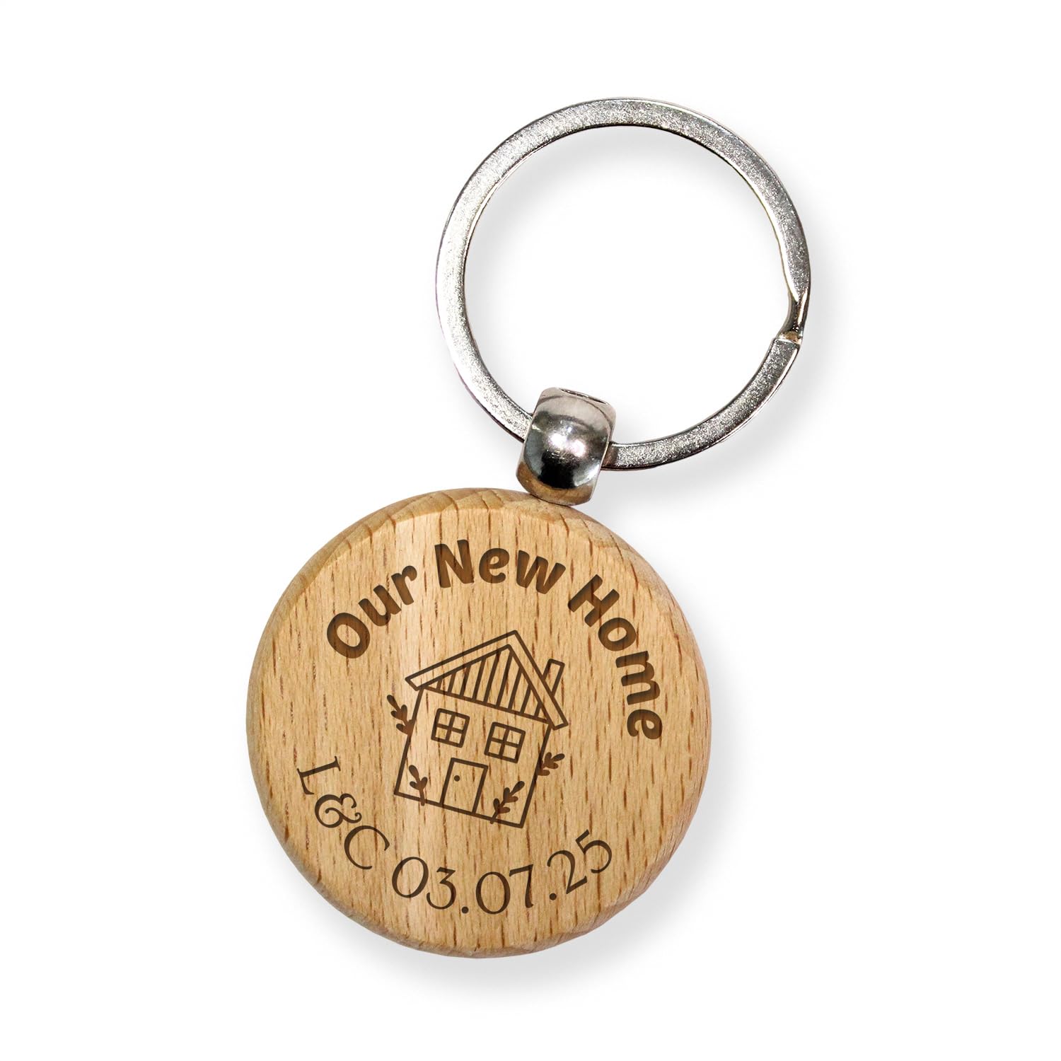 1 Personalised Wooden Etched Circular Keyring Wording Text Image Choice Birthday Anniversary New Home Keepsake 45mm Primary Teaching Services
