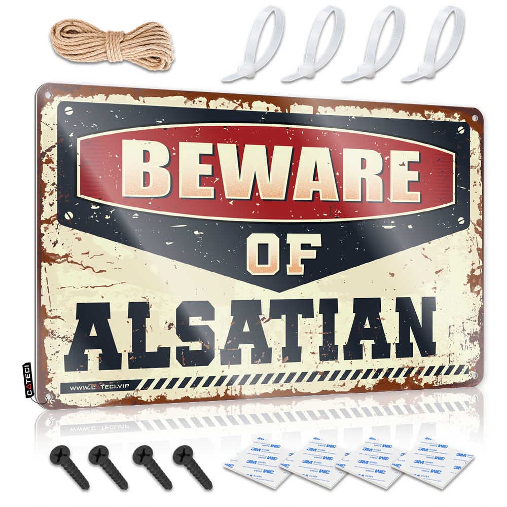 KLIMORA Man Cave Sign Decor Beware Of Alsatian Sign Man Cave Sign Decor Tin Signs Small Sign(30X40CM)