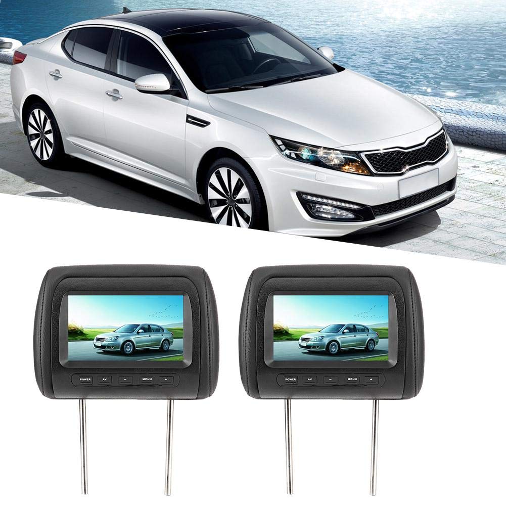 Reproductor de reposacabezas, Qiilu Headrest Player, 2pcs 7 in Control inalámbrico Universal Reposacabezas Ajustable LCD Video Player USB MP5 Display Black