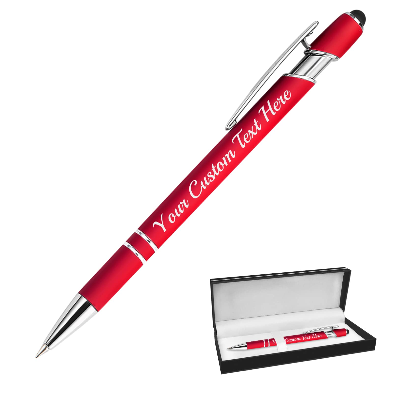 Hapelf Up to 500 Bulk Custom Pens Personalised Engraved Laser Ballpoint Promotional Pens with Names Stylus Tip Retractable Black Ink Pen for Women Men Wedding Christmas 150 Pcs