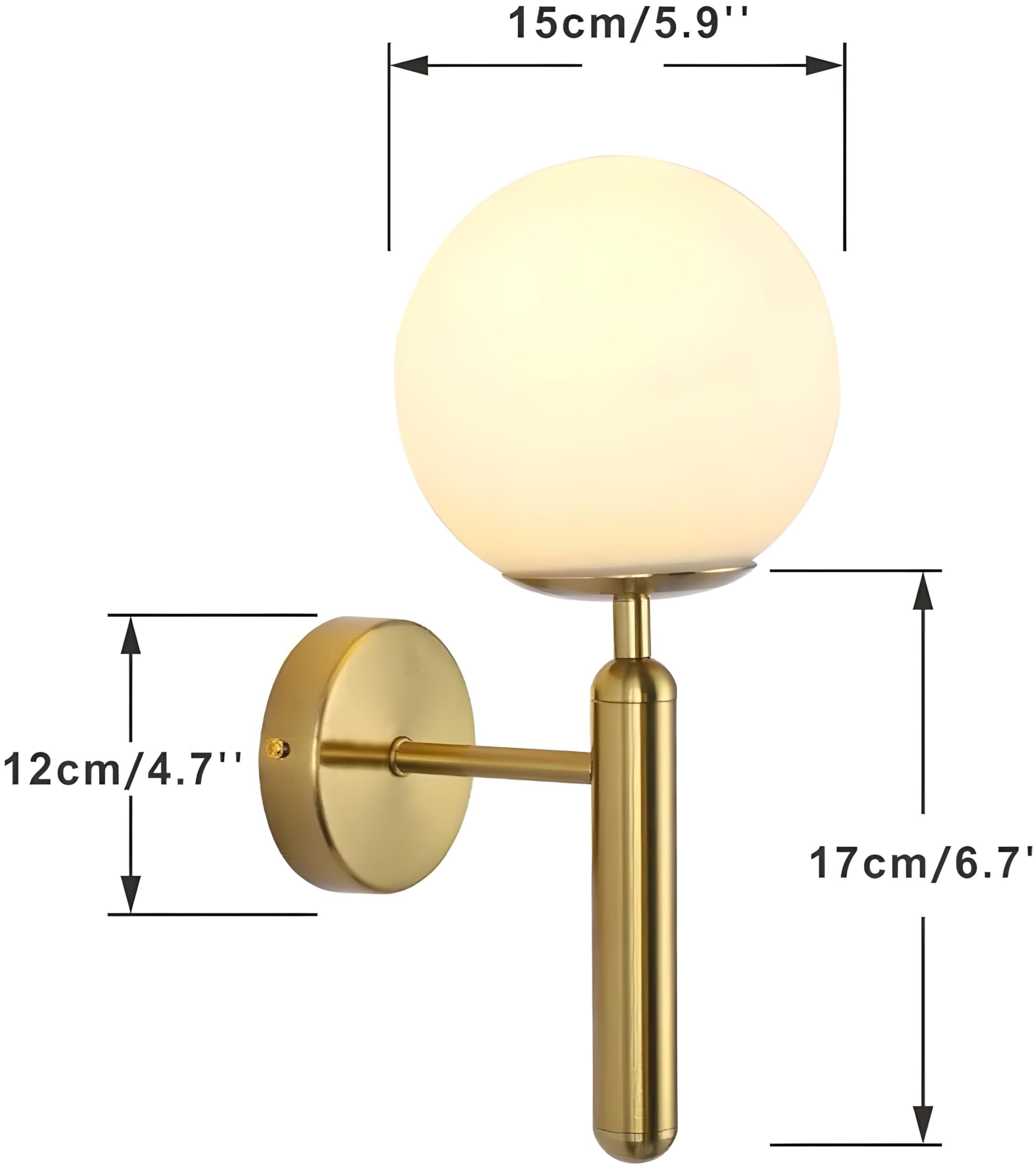 Modern Metal Wall Light - Black & Gold -4