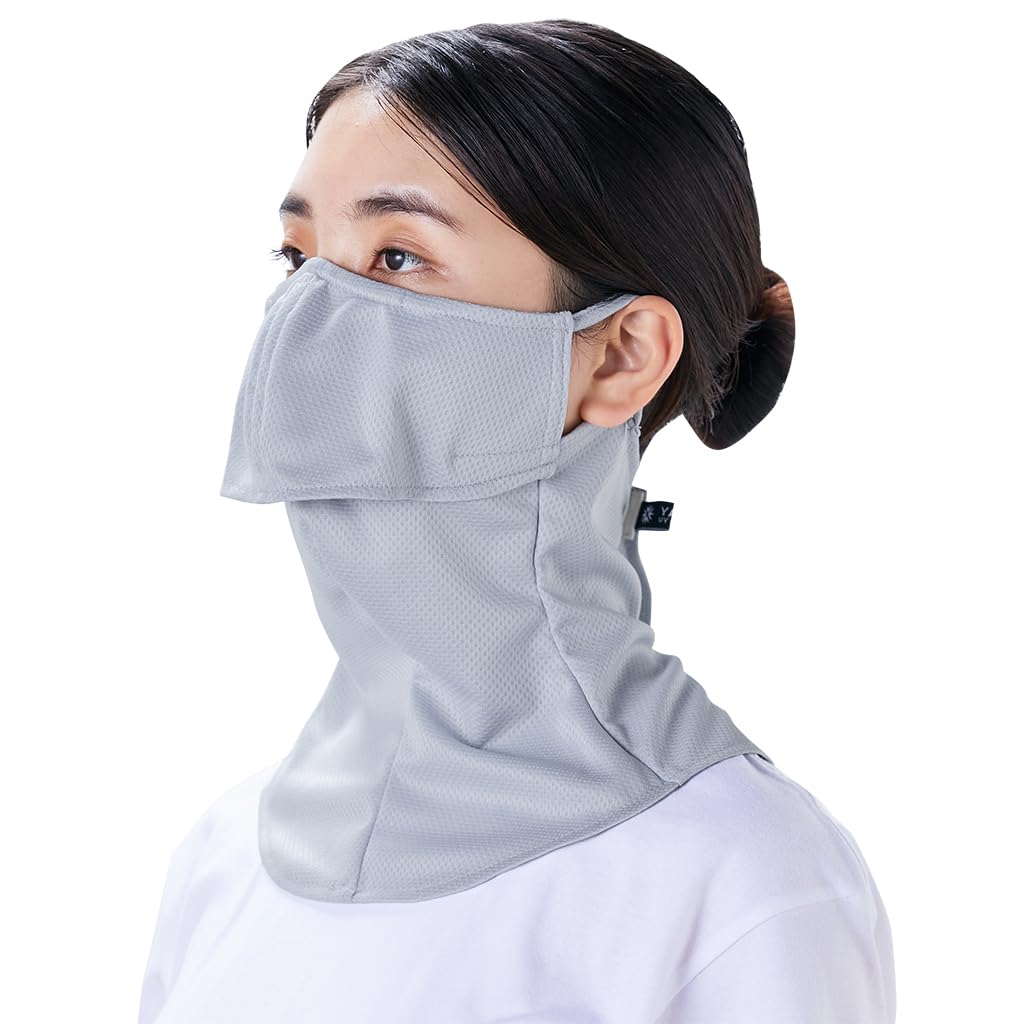 YAKeNU UV CUT MASK UV Sun Protection Mask for Face & Neck, Yake-nu SO-Cool Mermaid, for Women (561 Light Gray)