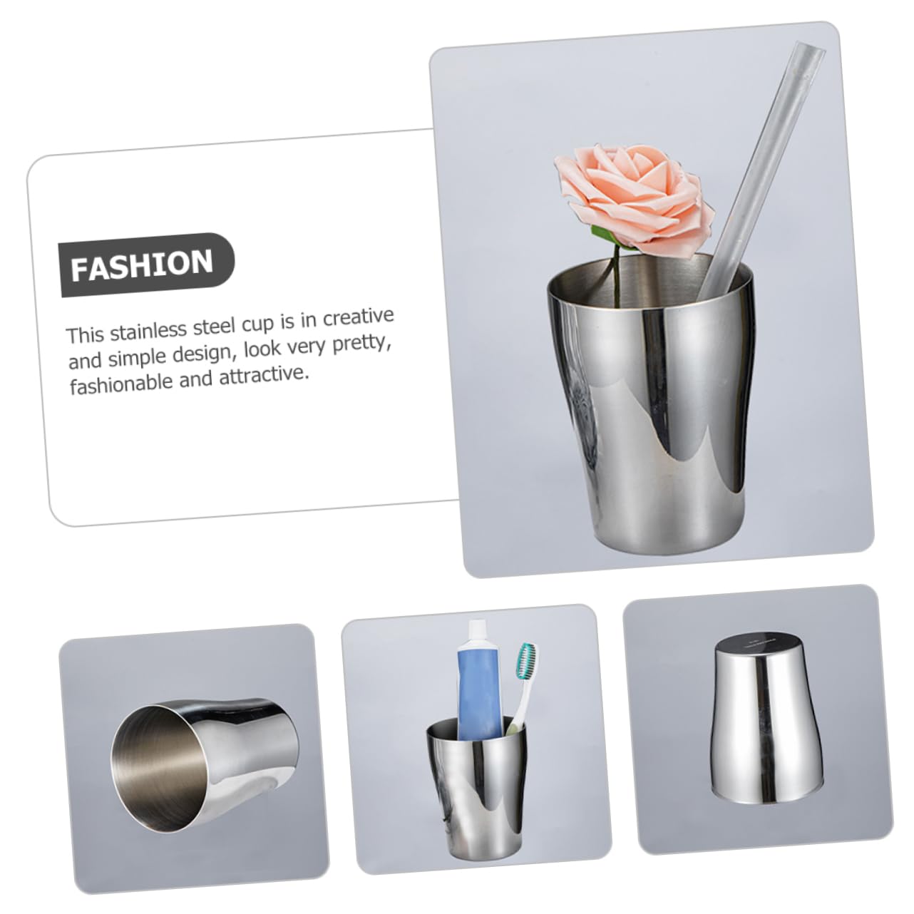 Cabilock 5 Piezas Taza De Lavado De Acero Inoxidable Tazas De Café Taza De Aislada Vaso Copa Botella De Agua Cámping Tazas De Café Cepillo De Acero Inoxidable Silver