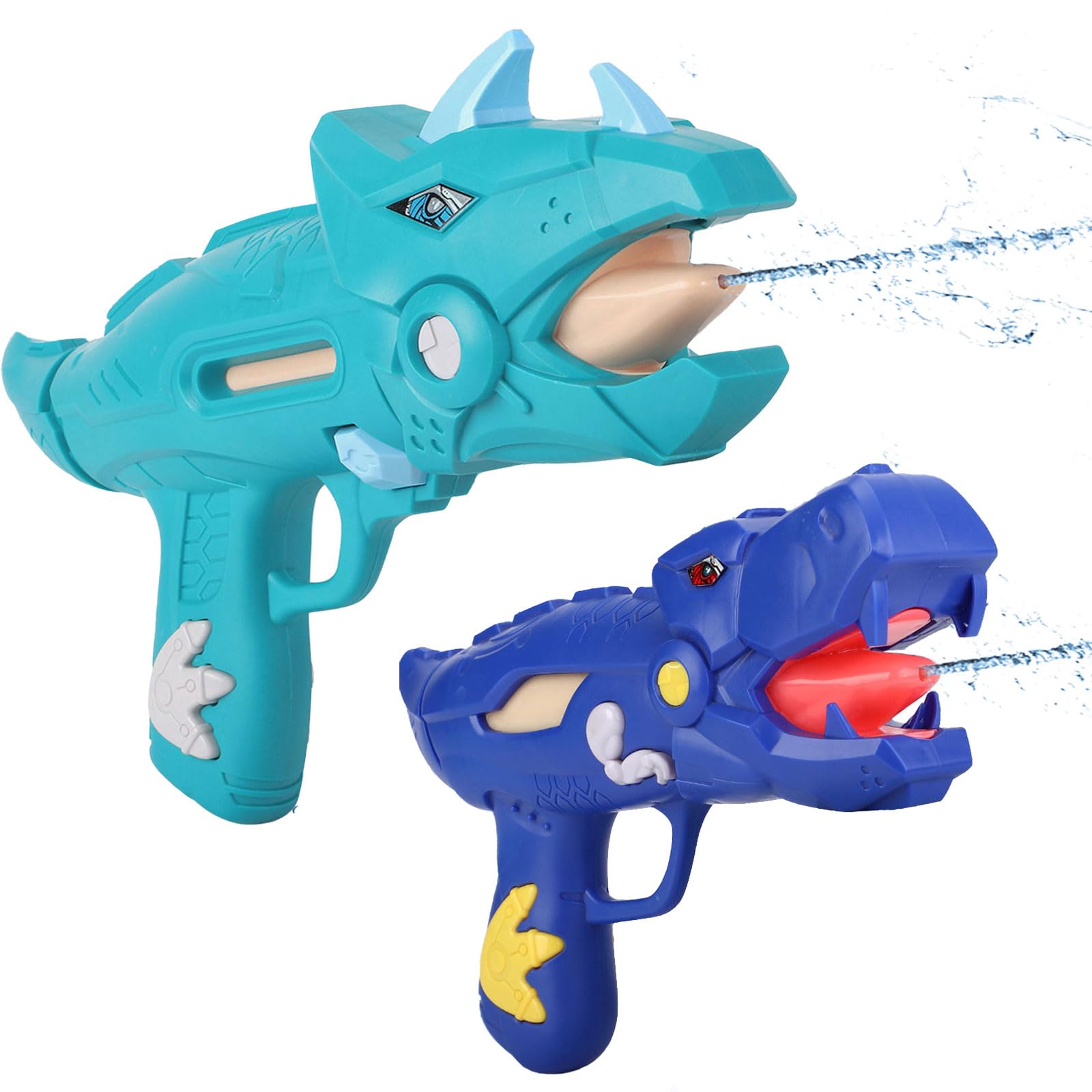 unanscre 2 Pack Dinosaur Water Blaster Soaker Gun for Kids, Dino Pump Action Outdoor Squirt Gun, Long-Range Shooting Water Squirters Toys for Pool/Beach/Yard/Party Play