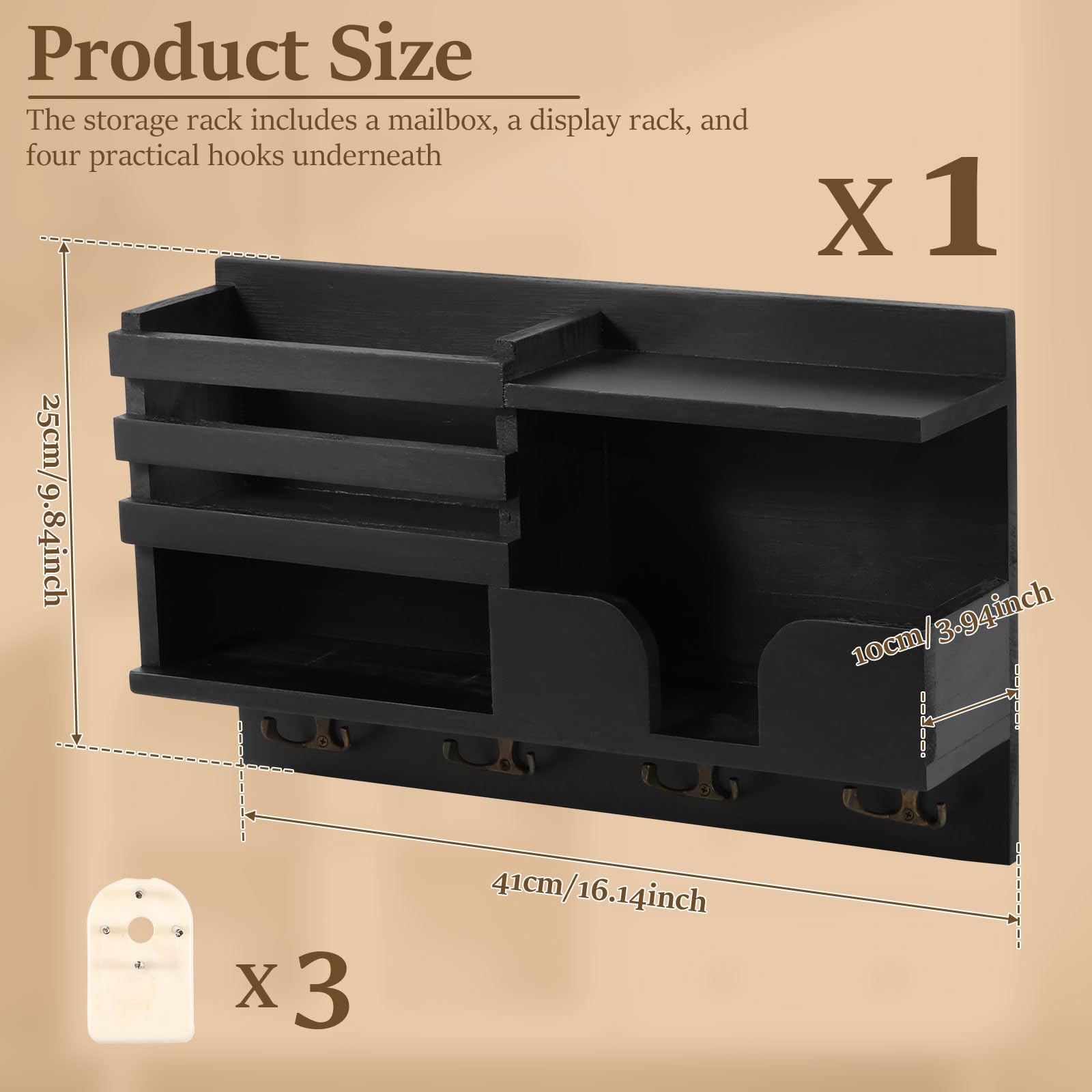 Portachiavi Da Parete OROPY Con 5 Ganci E Cestino - Nero, Per Ingresso O Corridoio - Foto 9