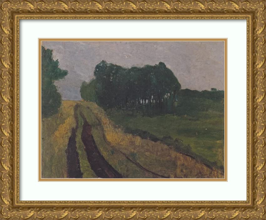 ArtDirect Paula Modersohn-Becker 24x19 Gold Ornate Framed and Double Matted Museum Art Print Titled: Evening Landscape (1904)
