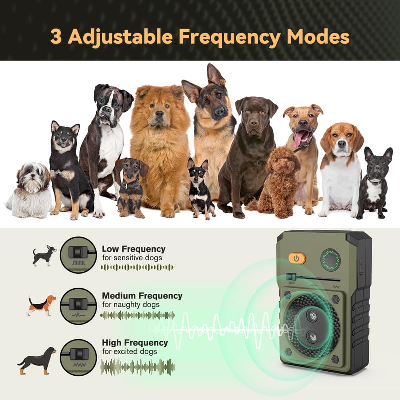 Bubbacare Anti Bell Gerät Hunde, Antibell Ultraschall Gerät mit 3 Modi, 50Fuß Wiederaufladbares Antibell für Hunde, Anti-Bell-mittel für Hund, Sicher for Kleine Mittel Große Hund Innen Draußen