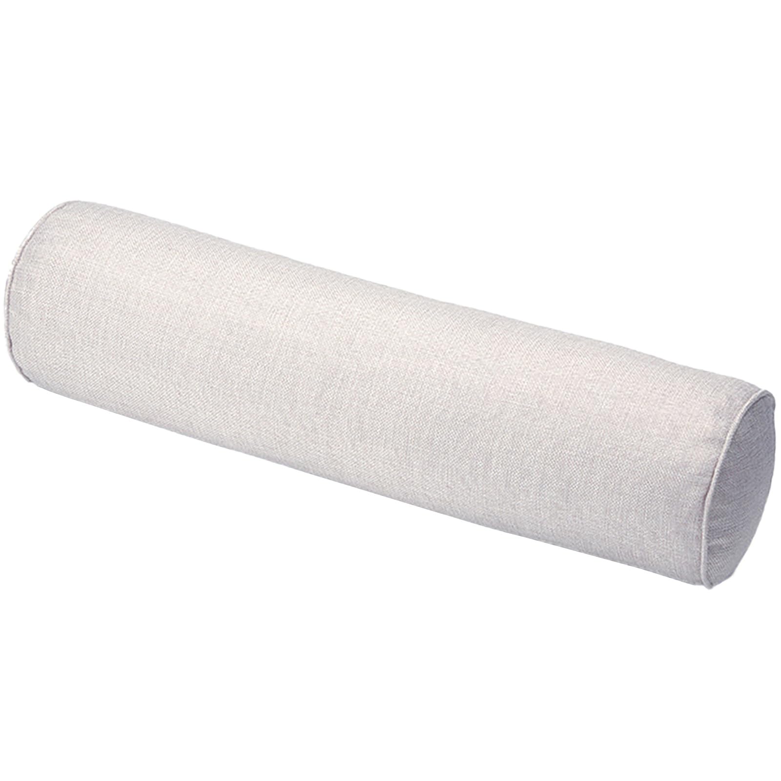 JORTUIO Round Cylindrical Neck Roll Cervical Pillow,Long Cylinder Bolster Pillow,with Removable Cover, For Office Sofa Bed Sleeping, Back, And Legs Lumbar Support Cushion(Beige,20x120cm)