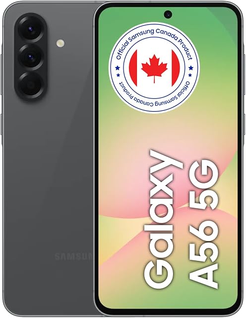 Samsung Galaxy A56, 128GB, Graphite (Unlocked, CAD Version & Warranty) - 6.7" Super AMOLED FHD+ Display, Awesome Intelligence, 120Hz Refresh, 4k@30fps, IP67 Water Resistance