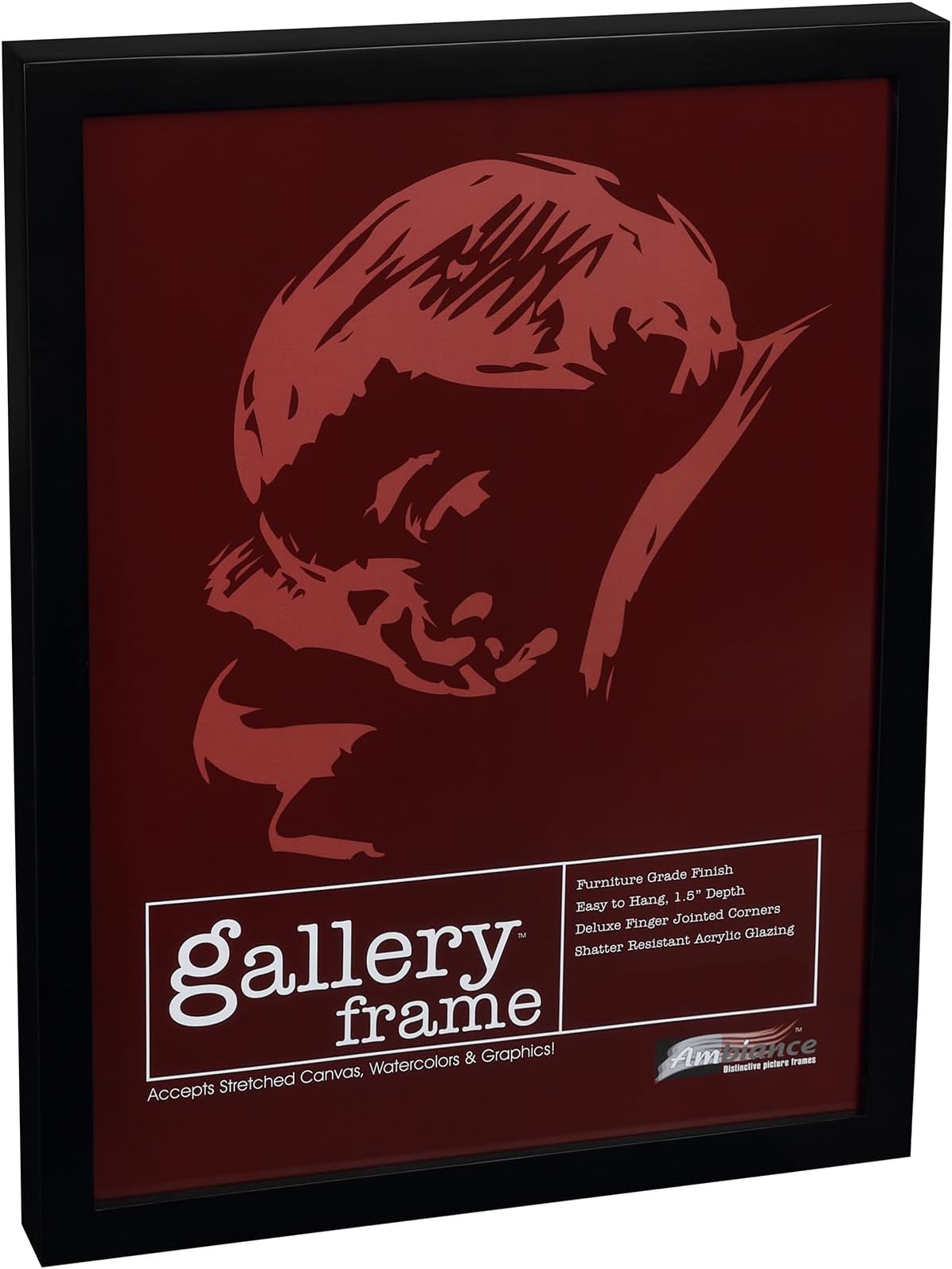 Ambiance Gallery Wood 1.5" Deep Picture Frame - Professional Quality Frames for Stretch Canvas, Artists, Display, Home Decor, & More! - [Black - 18x24"]