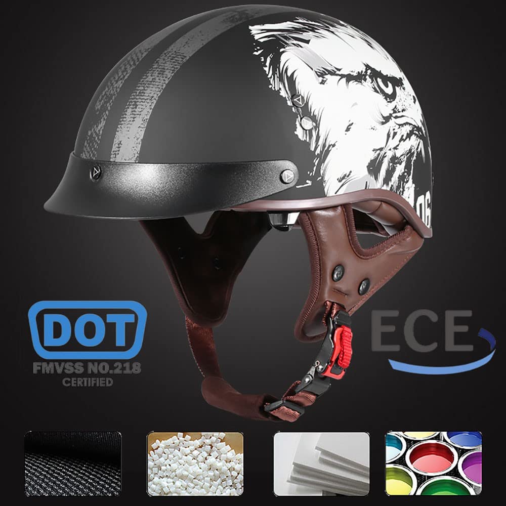 Casco Jet Vintage Demi Caschi Cromwell con Visiera UV Occhiali Motociclo Aperto Faccia Casco Jet Moto Scooter Omologato ECE 22-05 Visiera Parasole AntiGraffio 57-63cm