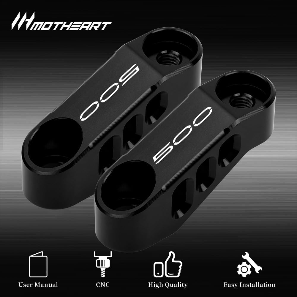 Motorcycle Mirror Extender Brackets For Z500 2024-2025 CNC Aluminum Adjustable Rearview Mirror Extensions for Improved Visibility (See details below) Accessories (Black)