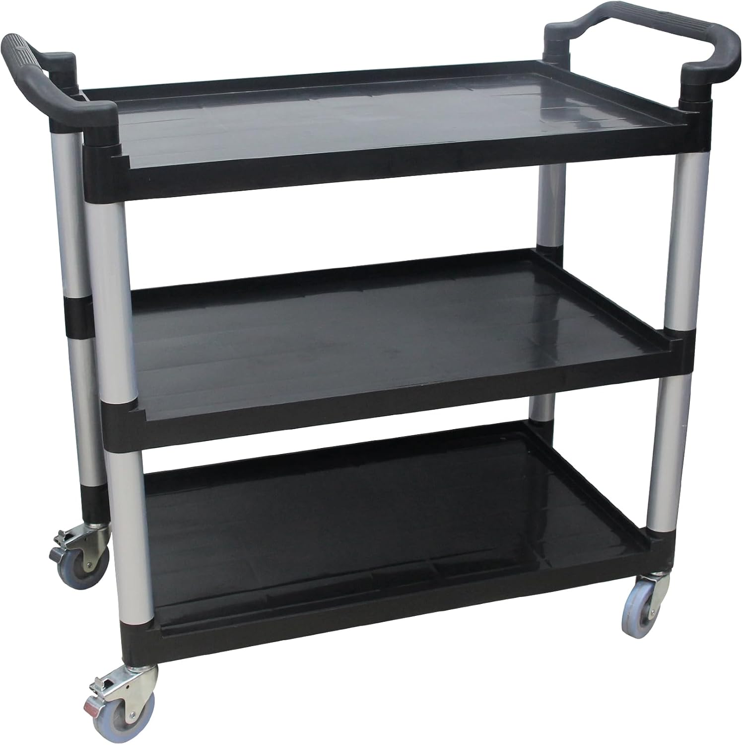 Plastic Extra Large Food Cart with Wheels for Business | Heavy Duty Rolling Utility Cart with Wheels (2 Brakes) | 40.5" Dx 19.6" W X 38.1" H 510 lbs Capacity for Kitchen Office Restaurant