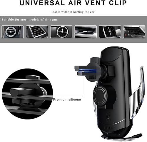 Miniatura 2 de Cargador inalámbrico para automóvil, montaje de ventilación de aire de carga rápida de 15 W, soporte de teléfono de sujeción automática, cargador de